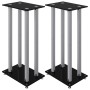 Soportes altavoces 2 uds vidrio templado plata negro 4 pilares