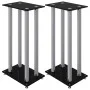 Speaker supports 2 pcs tempered glass silver black 4 pillars by vidaXL, Speaker stands - Ref: Foro24-51818, Price: 86,85 €, D...