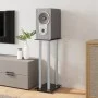 Speaker supports 2 pcs tempered glass silver black 4 pillars by vidaXL, Speaker stands - Ref: Foro24-51818, Price: 86,85 €, D...
