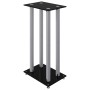 Soportes altavoces 2 uds vidrio templado plata negro 4 pilares