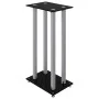 Speaker supports 2 pcs tempered glass silver black 4 pillars by vidaXL, Speaker stands - Ref: Foro24-51818, Price: 86,85 €, D...