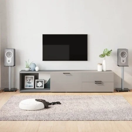 Speaker stands 2 units tempered glass silver black 1 pillar by vidaXL, Speaker stands - Ref: Foro24-51810, Price: 60,71 €, Di...