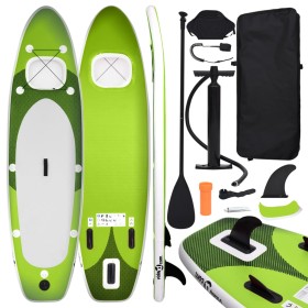 Juego de tabla paddle surf inflable verde 300x76x10 cm