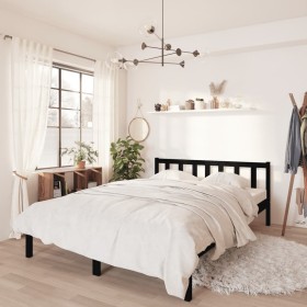 Solid black pine wood bed frame 140x190 cm by vidaXL, Beds and slatted bases - Ref: Foro24-810066, Price: 141,76 €, Discount: %