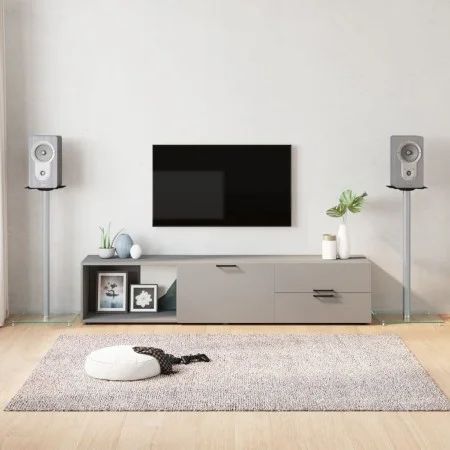 Speaker stands 2pcs silver tempered glass 1 pillar by vidaXL, Speaker stands - Ref: Foro24-51815, Price: 70,57 €, Discount: %