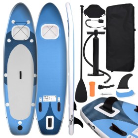 Juego de tabla paddle surf inflable azul 300x76x10 cm