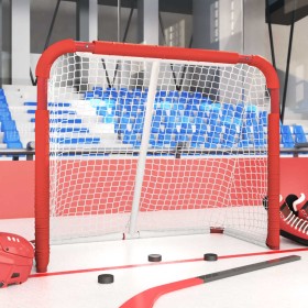Portería de hockey poliéster rojo y blanco 137x66x112 cm