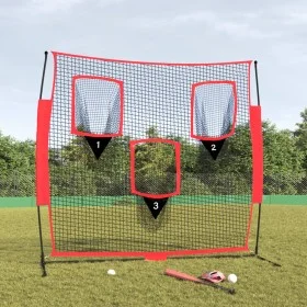 Red de béisbol portátil poliéster negro y rojo 183x105x183 cm de vidaXL, Pelotas de béisbol - Ref: Foro24-93747, Precio: 97,1...