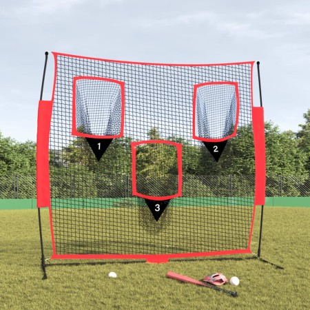 Red de béisbol portátil poliéster negro y rojo 183x105x183 cm de vidaXL, Pelotas de béisbol - Ref: Foro24-93747, Precio: 106,...