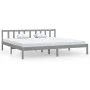 Solid gray pine wood bed frame 200x200 cm by vidaXL, Beds and slatted bases - Ref: Foro24-810104, Price: 124,61 €, Discount: %