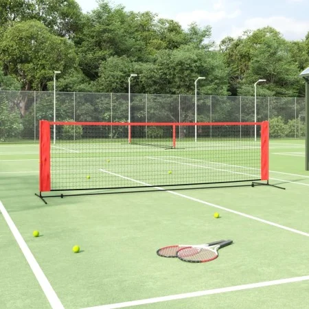 Black and red polyester tennis net 300x100x87 cm by vidaXL, tennis nets - Ref: Foro24-93756, Price: 71,04 €, Discount: %