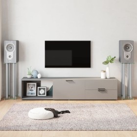 Speaker stands 2 units tempered glass silver 4 pillars by vidaXL, Speaker stands - Ref: Foro24-51819, Price: 83,21 €, Discoun...