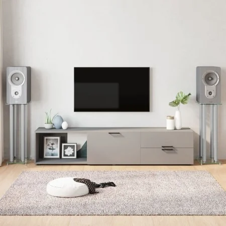 Speaker stands 2 units tempered glass silver 4 pillars by vidaXL, Speaker stands - Ref: Foro24-51819, Price: 81,95 €, Discoun...