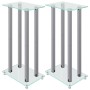 Soportes de altavoces 2 uds vidrio templado plateado 4 pilares