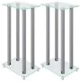 Speaker stands 2 units tempered glass silver 4 pillars by vidaXL, Speaker stands - Ref: Foro24-51819, Price: 81,95 €, Discoun...