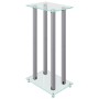 Soportes de altavoces 2 uds vidrio templado plateado 4 pilares