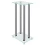 Speaker stands 2 units tempered glass silver 4 pillars by vidaXL, Speaker stands - Ref: Foro24-51819, Price: 81,95 €, Discoun...