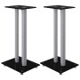 Speaker supports 2 units black and silver tempered glass 3 pillars by vidaXL, Speaker stands - Ref: Foro24-51807, Price: 74,8...