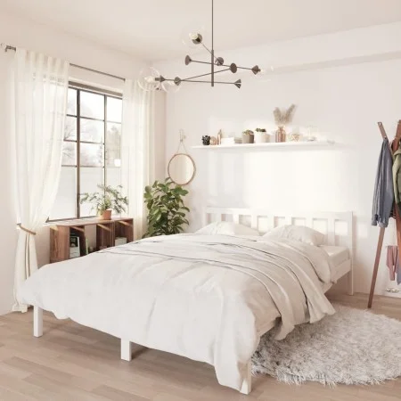 Solid white pine wood bed frame 120x200 cm by vidaXL, Beds and slatted bases - Ref: Foro24-810078, Price: 89,44 €, Discount: %
