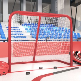 Portería de hockey poliéster rojo y blanco 183x71x122 cm
