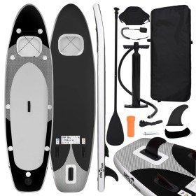 Set de tabla de paddle surf hinchable negro 330x76x10 cm