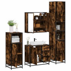 Set de muebles baño 4 pzas madera contrachapada roble ahumado Set de muebles baño 4 pzas madera contrachapada roble ahumado