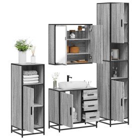 Set de muebles de baño 4 pzas madera contrachapada gris sonoma