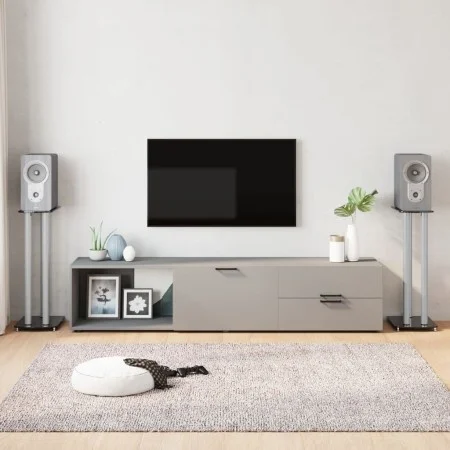 Speaker supports 2 pcs tempered glass silver black 3 pillars by vidaXL, Speaker stands - Ref: Foro24-51803, Price: 80,76 €, D...