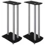 Speaker supports 2 pcs tempered glass silver black 3 pillars by vidaXL, Speaker stands - Ref: Foro24-51803, Price: 80,76 €, D...