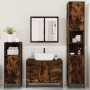 Set de muebles baño 4 pzas madera contrachapada roble ahumado