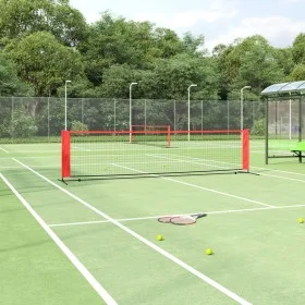Black and red polyester tennis net 400x100x87 cm by vidaXL, tennis nets - Ref: Foro24-93757, Price: 77,08 €, Discount: %