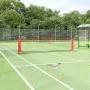 Black and red polyester tennis net 400x100x87 cm by vidaXL, tennis nets - Ref: Foro24-93757, Price: 77,08 €, Discount: %