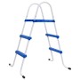 Escalera para piscina acero azul y blanco 84 cm