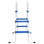 Escalera para piscina acero azul y blanco 84 cm