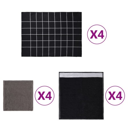 Set Tücher 12 Einheiten schwarze und graue Baumwolle von vidaXL, Handtücher - Ref: Foro24-136294, Preis: 25,42 €, Rabatt: %