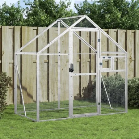 Vogelhaus aus silbernem Aluminium, 179 x 100 x 185 m von vidaXL, Füße und Vogelkäfige - Ref: Foro24-152258, Preis: 342,76 €, ...