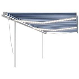Toldo automático LED sensor de viento azul blanco 6x3,5 m de vidaXL, Toldos - Ref: Foro24-3070091, Precio: 938,96 €, Descuent...