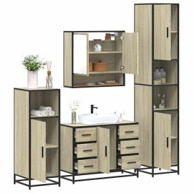 Juego de muebles de baño 4 pzas contrachapada roble sonoma Juego de muebles de baño 4 pzas contrachapada roble sonoma