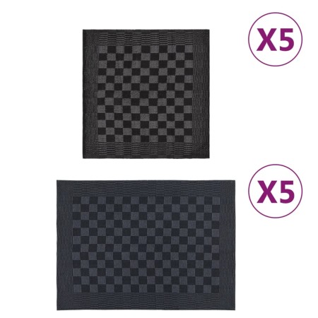 Set mit 10 schwarzen und grauen Baumwolltüchern von vidaXL, Handtücher - Ref: Foro24-136285, Preis: 21,65 €, Rabatt: %