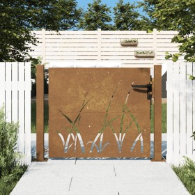 Puerta de jardín acero corten diseño hierba 105x105 cm
