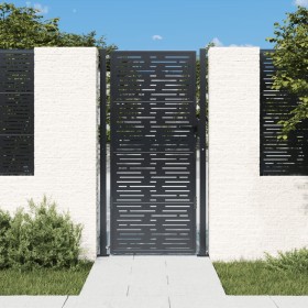 Puerta de jardín acero gris antracita diseño cuadrado 105x205cm