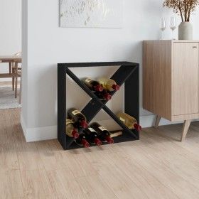 Weinregal aus massivem schwarzem Kiefernholz, 62 x 25 x 62 cm von vidaXL, Wein- und Spirituosenschränke - Ref: Foro24-821763,...