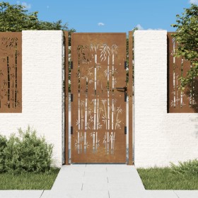 Puerta de jardín acero corten diseño bambú 105x180 cm