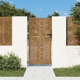 Puerta de jardín acero corten diseño cuadrado 85x175 cm