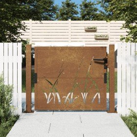 Puerta de jardín acero corten diseño hierba 105x80 cm