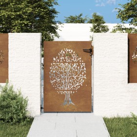 Puerta de jardín acero corten diseño árbol 85x150 cm