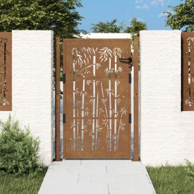 Puerta de jardín acero corten diseño bambú 105x155 cm