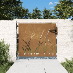 Puerta de jardín acero corten diseño hierba 85x100