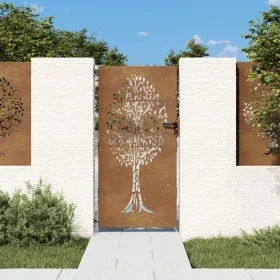 Puerta de jardín acero corten diseño árbol 85x175 cm de vidaXL, Puertas de jardín - Ref: Foro24-153212, Precio: 192,56 €, Des...
