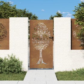 Puerta de jardín acero corten diseño árbol 85x175 cm